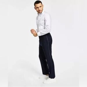 Alfani Men's Slim Fit Stretch Tuxedo Striped Navy Blue Dress Pants - NWT